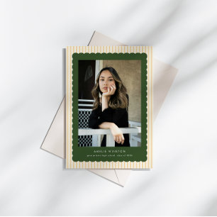 Invitation Faire Annonce de Diplôme avec Bordure à Rayures et