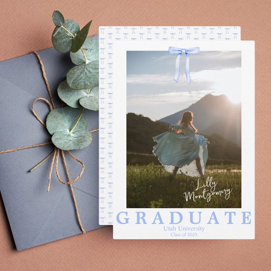 Invitation Faire annonce de graduation photo ruban bleu