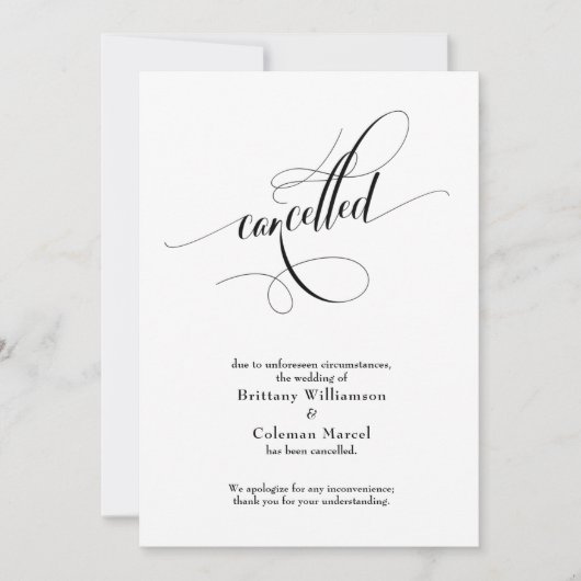 Invitation Faire annonce de mariage annulée en écriture (Devant)