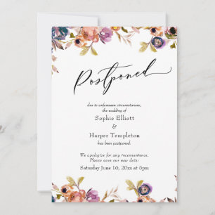 Invitation Faire Annonce de Mariage Reporté Florale