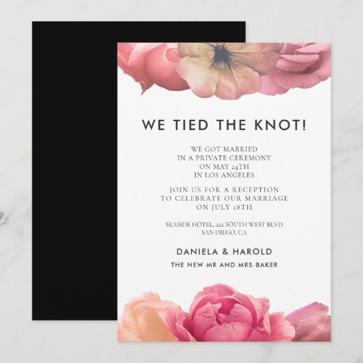 Invitation Faire annonce de mariage rose vintage élégante (Devant / Derrière)