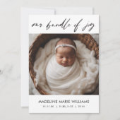 Invitation Faire Annonce de Naissance de Photo de Script Mode (Devant)