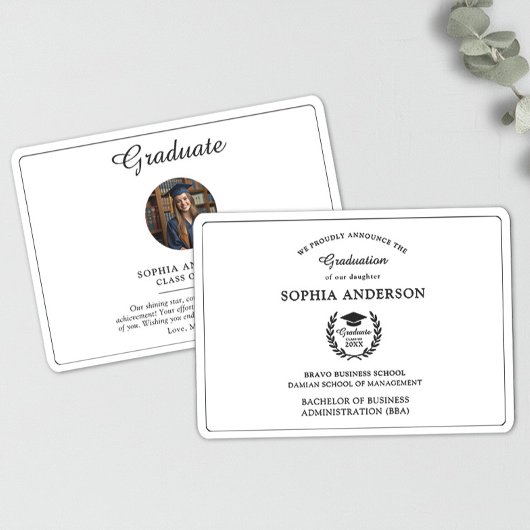 Invitation Faire annonce de photo de remise de diplôme en noi