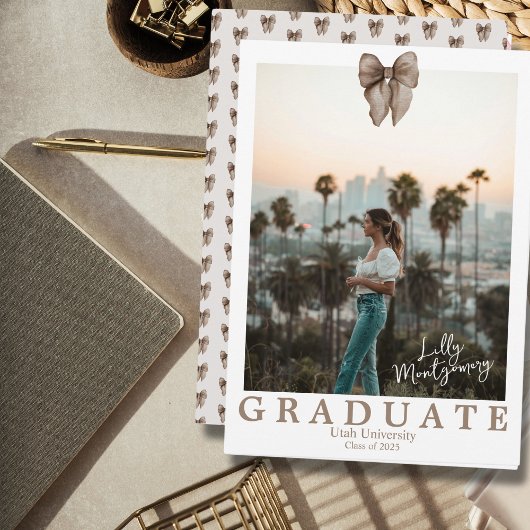 Invitation Faire annonce de remise de diplôme avec un nœud be