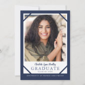 Invitation Faire annonce de remise de diplôme bleu marine ave (Devant)