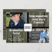 Invitation Faire Annonce de Remise de Diplôme en Bois Rustiqu (Devant / Derrière)