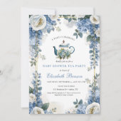 Invitation Faire Babiller Bébé Fleurs Bleues (Devant)