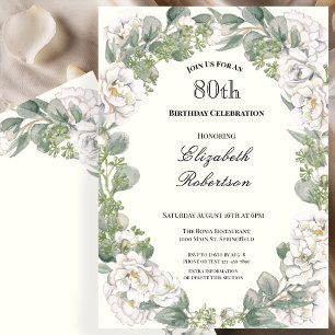 Invitation Faire bordure florale pour les 80 ans d'une femme