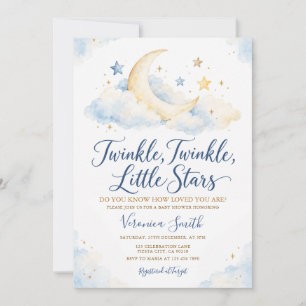 Invitation Faire Briller Petites Étoiles Lune Bleue Nuage Bab