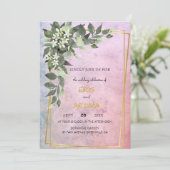 Invitation Faire cadre de pivoine blanche aux teintes florale (Debout devant)