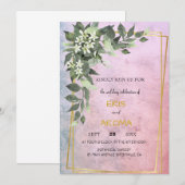 Invitation Faire cadre de pivoine blanche aux teintes florale (Devant / Derrière)