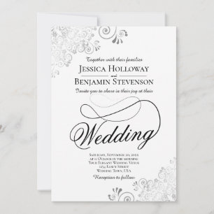 Invitation Faire calligraphie avec fioriture Mariage Argent e
