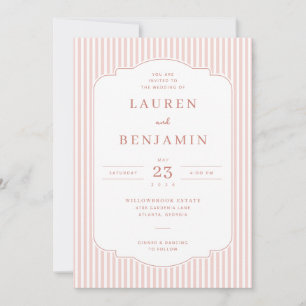 Invitation Faire Carton d'Invitation de Mariage à Rayures Ros