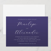 Invitation Faire Carton d'Invitation de Mariage Bleu Marine (Devant / Derrière)