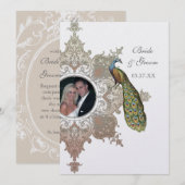 Invitation Faire Carton d'Invitation de Mariage Paon Baroque  (Devant / Derrière)