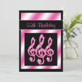Invitation Faire clefs de sol roses pour 55e anniversaire (Debout devant)