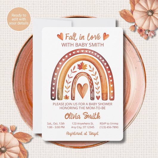 Invitation Faire connaissance Boho Rainbow Terracotta Bébé à
