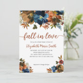 Invitation Faire connaissance Floral Bleu marine Brun Enterre (Debout devant)