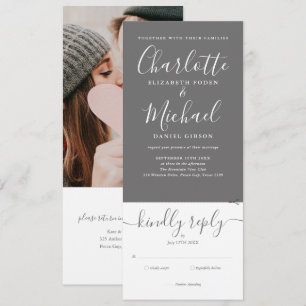Invitation Faire De Toutes Les Photos De Mariage Grises Et Bl