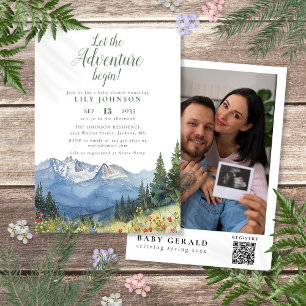 Invitation Faire débuter l'aventure Baby Shower Code QR photo