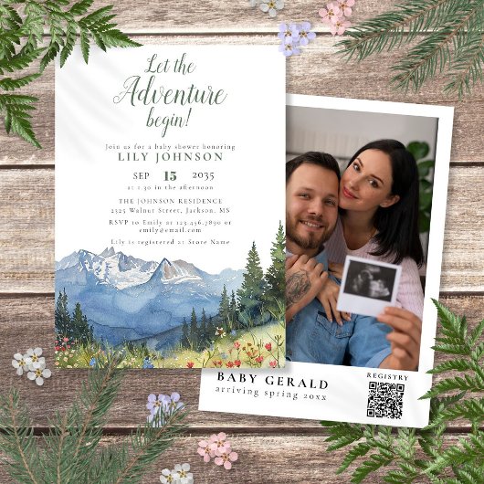 Invitation Faire débuter l'aventure Baby Shower Code QR photo