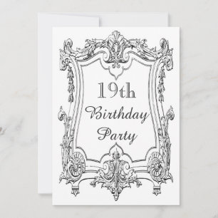 Invitation Faire défiler Vintage français 19e Anniversaire Do