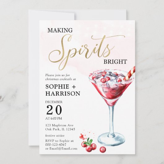 Invitation Faire des esprits brillants Noël Cocktail Party In (Devant)