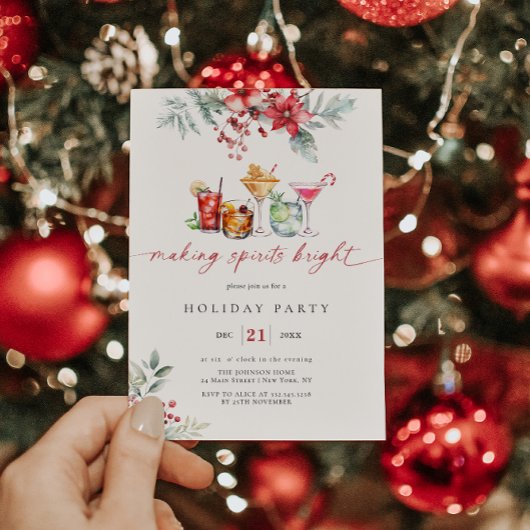 Invitation Faire des spiritueux Cocktail brillant Vacances Po