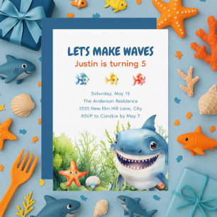 Invitation Faire des vagues Joyeux requin sous la mer Anniver