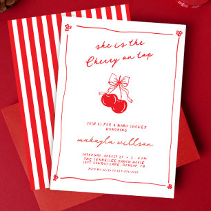 Invitation Faire Dessinée Mignonne Cerise Sur Le Haut Baby Sh