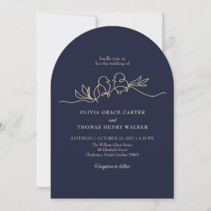 Invitation Faire Dessiner Des Oiseaux D'amour Bleu Marine QR