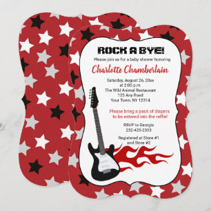 Invitation Faire dodo, bébé rock star rouge, douche pour bébé