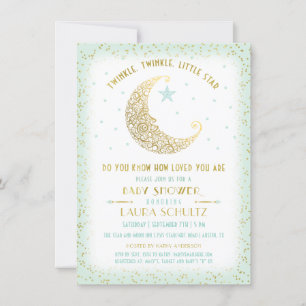 Invitation Faire dodo Petite Étoile Baby Shower Menthe Or