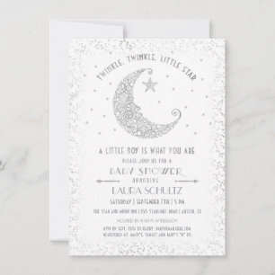Invitation Faire dodo Petite Étoile Cadeau de Naissance Argen