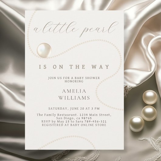 Invitation Faire Douce Perle Écriture Baby Shower