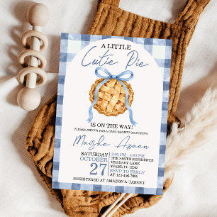 Invitation Faire Doux Poussiéreux Bleu Ruban Gingham Automne