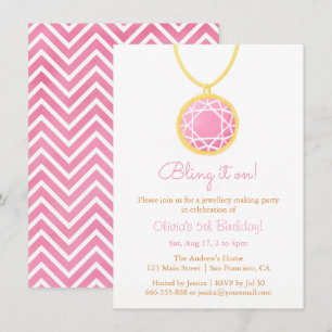 Invitation Faire du Bling: Fabrication de Bijoux Fête d'anniv