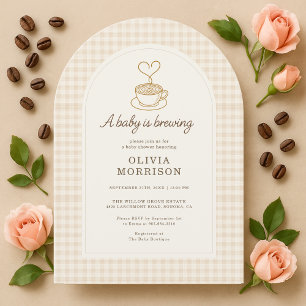 Invitation Faire du café pour bébé Shower à carreaux