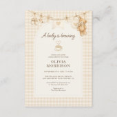 Invitation Faire du café pour bébé Shower à thème gingham (Devant)