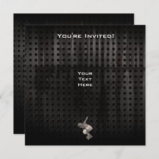 Invitation Faire du roller ; Noir frais (Devant / Derrière)