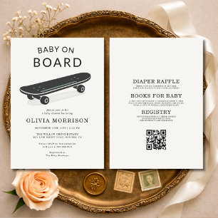 Invitation Faire du skateboard bébé à bord Baby Shower