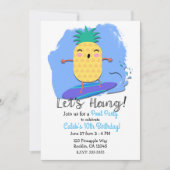 Invitation Faire du Surf Ananas Été Anniversaire Piscine Fête (Devant)