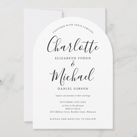 Invitation Faire Ensemble Mariage Arch Noir Et Blanc (Devant)