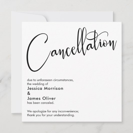 Invitation Faire et Simple Annonce d'annulation de mariage (Devant)