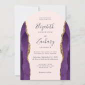 Invitation Faire Faire Mariage Arc de Nacre Violet Or (Devant)