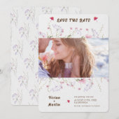 Invitation Faire Fleur Sauvage de Printemps Mariage Épargnez  (Devant / Derrière)