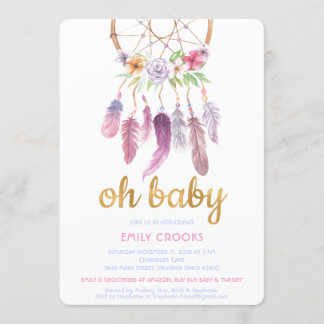 Invitation Faire-Inviter Baby Shower Attrape-Rêves Bohème Chi