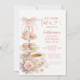Invitation Faire la Coquette Rose Thé Pour Deux Fille Anniver