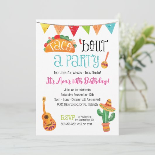 Invitation Faire la fête autour d'un Taco (Debout devant)