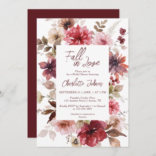 Invitation Faire l'amour Mariage Blush Automne Bohème (Devant / Derrière)